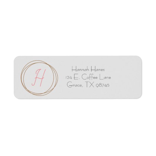 Monogram Eenduidig Collectie-adreslabel voor Lette Etiket (Voorkant)