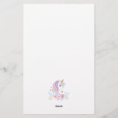 Monogram Eenhoorn Roze Blauw Goud, Girly Briefpapier (Achterkant)