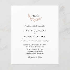 Monogram. Eenvoudig budget voor huwelijksbrochure Flyer