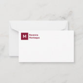 Monogram Eenvoudig Burgundy Persoonlijk Script Notitiekaartje (Voorkant)