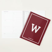 Monogram eenvoudig Burgundy Red Initiaal Planner (Display)