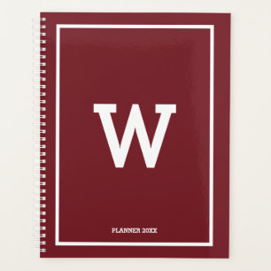 Monogram eenvoudig Burgundy Red Initiaal Planner