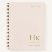 Monogram Eenvoudig Elegant Blush Goud Gepersonalis Notitieboek (Voorkant)