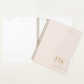 Monogram Eenvoudig Elegant Blush Goud Gepersonalis Planner (Display)