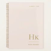 Monogram Eenvoudig Elegant Blush Goud Gepersonalis Planner (Voorkant)