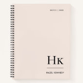 Monogram Eenvoudig Elegant Blush Roze Gepersonalis Notitieboek (Voorkant)