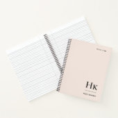 Monogram Eenvoudig Elegant Blush Roze Gepersonalis Notitieboek (Binnen)