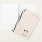 Monogram Eenvoudig Elegant Blush Roze Gepersonalis Planner (Display)