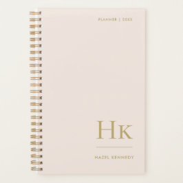 Monogram Eenvoudig Elegant Blush Roze Goud Vrouwel Planner