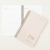 Monogram Eenvoudig Elegant Blush Roze Goud Vrouwel Planner (Display)