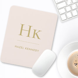 Monogram Eenvoudig Elegant Classic Blush Pink Gold Muismat