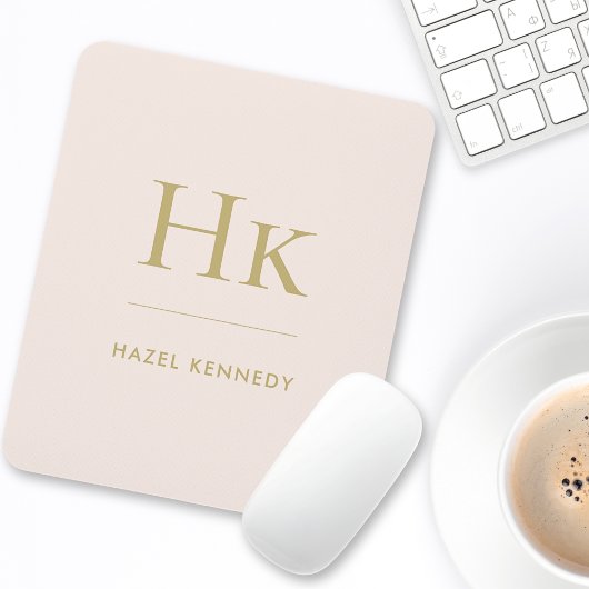 Monogram Eenvoudig Elegant Classic Blush Pink Gold Muismat