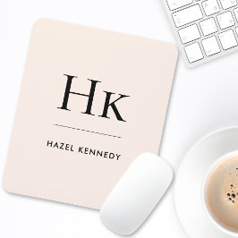 Monogram Eenvoudig Elegant Classic Blush Pink Muismat