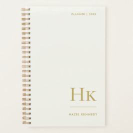 Monogram Eenvoudig Elegant Ivoor Goud Persoonlijk Planner