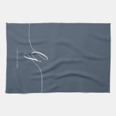 Monogram Eenvoudig Elegant Kalligrafie Marine Scri Theedoek (Horizontaal)