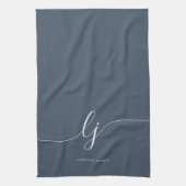 Monogram Eenvoudig Elegant Kalligrafie Marine Scri Theedoek (Verticaal)