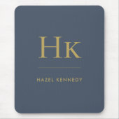 Monogram Eenvoudig Elegant Klassiek Marine Blauw G Muismat (Voorkant)