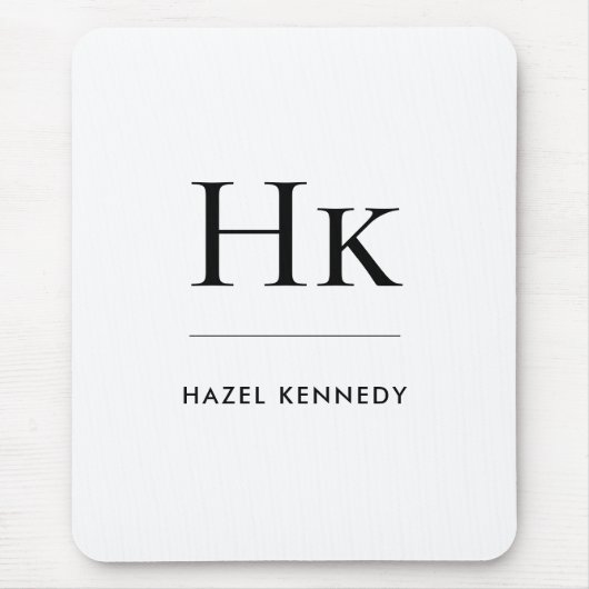 Monogram Eenvoudig Elegant Klassiek Wit Monogram Muismat (Voorkant)