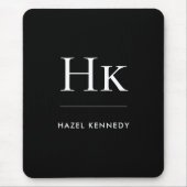 Monogram Eenvoudig Elegant Klassiek Zwart Wit Muismat (Voorkant)