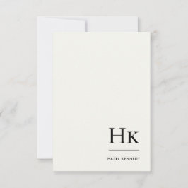 Monogram Eenvoudig Elegant Minimaal Monogram Ivoor Notitiekaartje