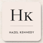 Monogram Eenvoudig Elegant Minimalistisch Blush Ro Bier Onderzetter (Voorkant)