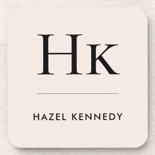 Monogram Eenvoudig Elegant Minimalistisch Blush Ro Bier Onderzetter (Voorkant)