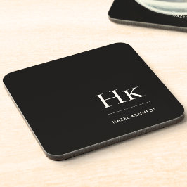 Monogram Eenvoudig Elegant Minimalistisch Chic Zwa Bier Onderzetter