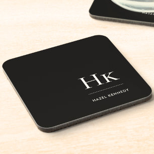 Monogram Eenvoudig Elegant Minimalistisch Chic Zwa Bier Onderzetter