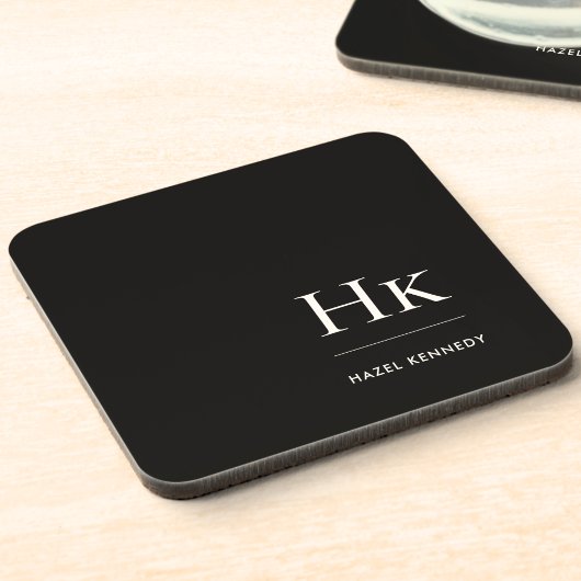 Monogram Eenvoudig Elegant Minimalistisch Chic Zwa Bier Onderzetter