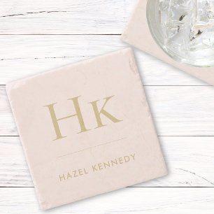 Monogram Eenvoudig Elegant Minimalistisch Monogram Stenen Onderzetter