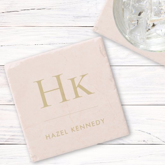 Monogram Eenvoudig Elegant Minimalistisch Monogram Stenen Onderzetter