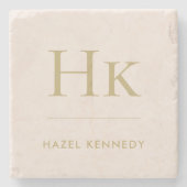 Monogram Eenvoudig Elegant Minimalistisch Monogram Stenen Onderzetter (Voorkant)