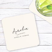 Monogram Eenvoudig Elegant Script Minimaal Vrouwel Bier Onderzetter