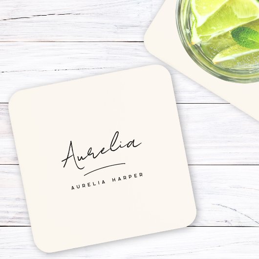 Monogram Eenvoudig Elegant Script Minimaal Vrouwel Bier Onderzetter