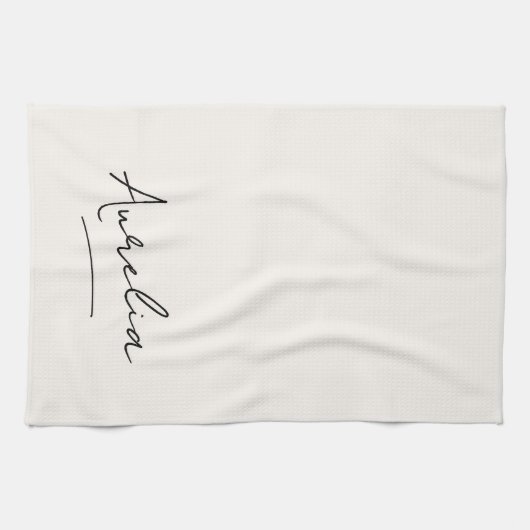 Monogram Eenvoudig Elegant Script Minimaal Vrouwel Theedoek (Horizontaal)