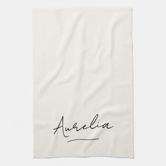 Monogram Eenvoudig Elegant Script Minimaal Vrouwel Theedoek (Verticaal)