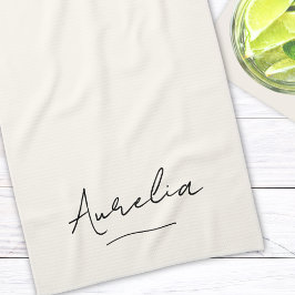 Monogram Eenvoudig Elegant Script Minimaal Vrouwel Theedoek