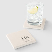 Monogram Eenvoudig Elegant Vrouwelijk Blush Roze Stenen Onderzetter (Zijkant)