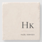 Monogram Eenvoudig Elegant Vrouwelijk Blush Roze Stenen Onderzetter (Voorkant)