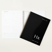 Monogram Eenvoudig Elegant Zwart Gepersonaliseerde Planner (Display)