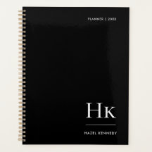 Monogram Eenvoudig Elegant Zwart Gepersonaliseerde