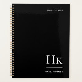 Monogram Eenvoudig Elegant Zwart Gepersonaliseerde Planner