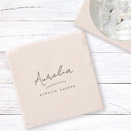 Monogram Eenvoudig Elegante Handtekening Minimaal  Stenen Onderzetter