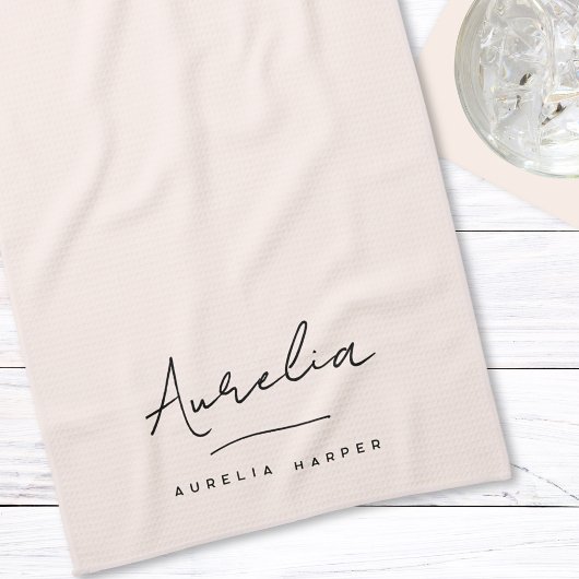 Monogram Eenvoudig Elegante Handtekening Minimaal  Theedoek