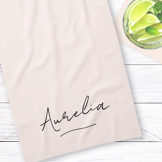 Monogram Eenvoudig Elegante Handtekening Minimaal  Theedoek