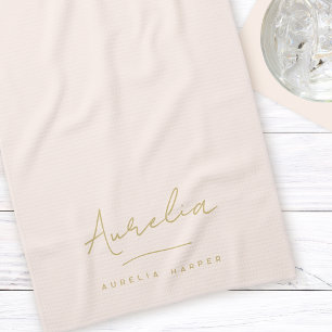 Monogram Eenvoudig Elegante Handtekening Minimaal  Theedoek