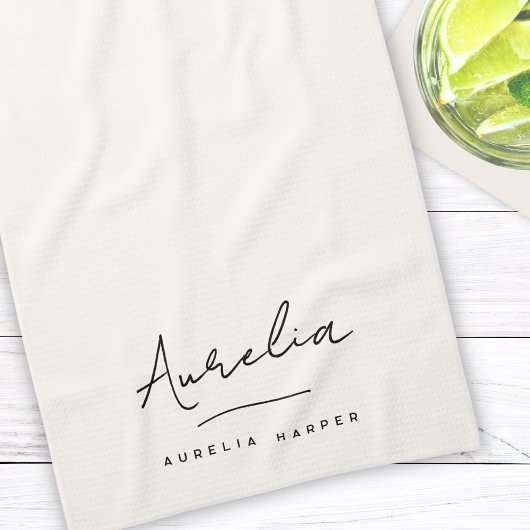 Monogram Eenvoudig Elegante Handtekening Minimaal Theedoek