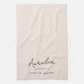 Monogram Eenvoudig Elegante Handtekening Minimaal  Theedoek (Verticaal)