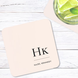 Monogram Eenvoudig Elegante Minimalistische Blush  Bier Onderzetter