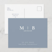 Monogram eenvoudig gestroomlijnd mosterblauw spare briefkaart (Voorkant / Achterkant)